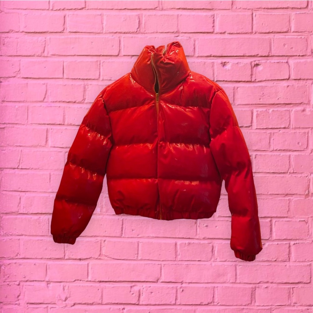 PLT Red Vinyl Puffer Jacket